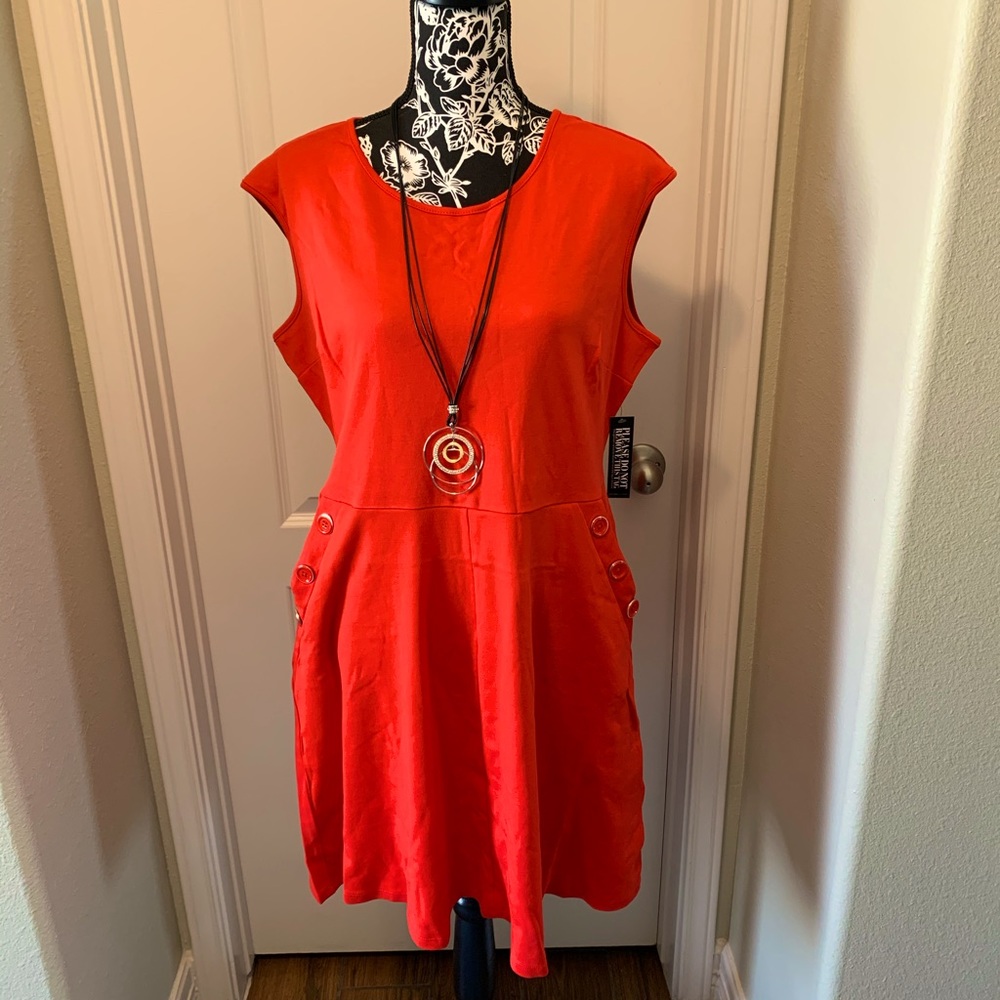 Button-Accent Fit and Flare Dress